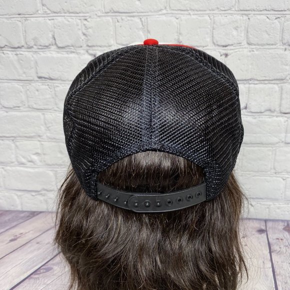Vintage Trucker Hat Mesh Cap Snapback White Red Black Alberta Summer Games 1985 - Picture 3 of 9